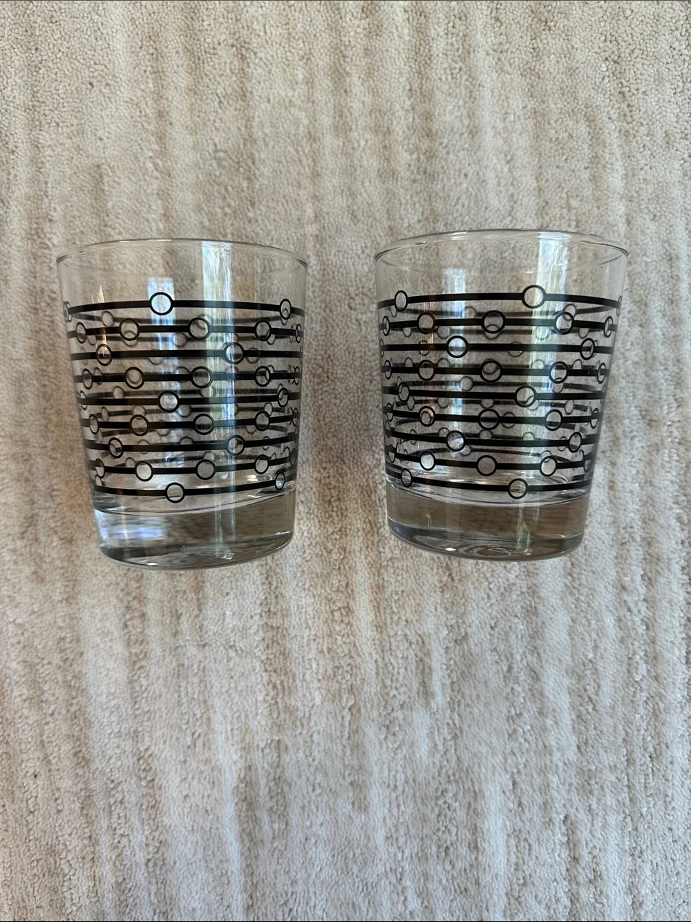 Set of 2 IKEA Space Age Lowball Tumblers Black and White Abstract Pattern 8 Oz